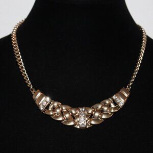Beautiful gold and rhinestones statement necklace 16-19"
